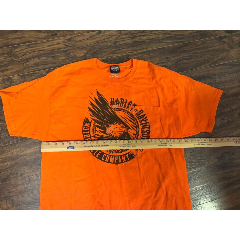 Harley Davidson Mens TShirt Orange Short Sleeve Rapid City SD Sz:L - Picture 6 of 6